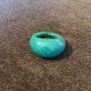 Green glass facet ring